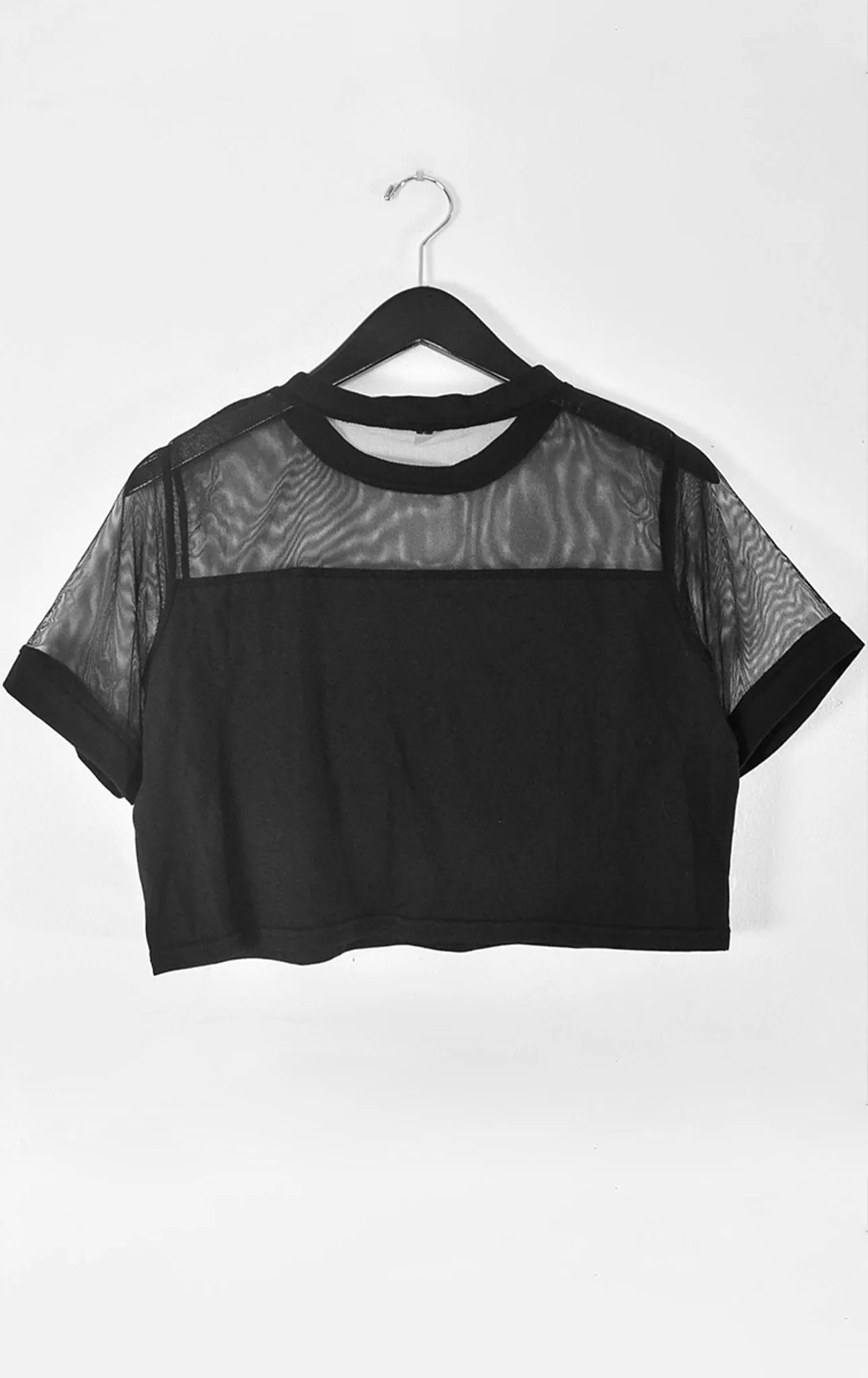 Plus Size Black Mesh Crop Top