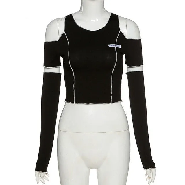 "Midnight Elegance" Gothic Deconstructed Crop Top - Gothic Crop Top, Deconstructed Fashion, Edgy Crop Top, Black Goth Top, Avant-Garde Clothing
