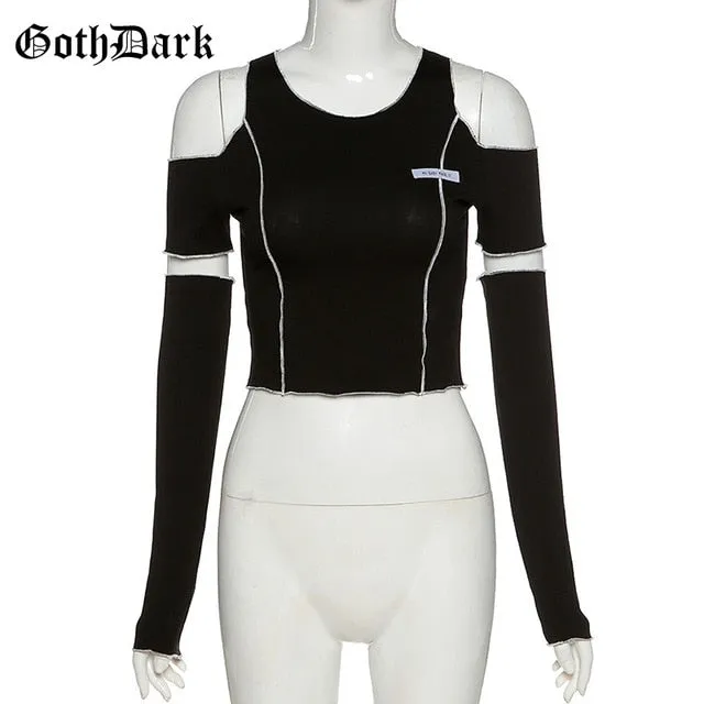 "Midnight Elegance" Gothic Deconstructed Crop Top - Gothic Crop Top, Deconstructed Fashion, Edgy Crop Top, Black Goth Top, Avant-Garde Clothing
