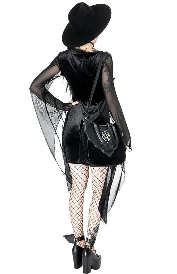 Restyle - SALEM DRESS - Black gothic velvet dress with wide sleeves