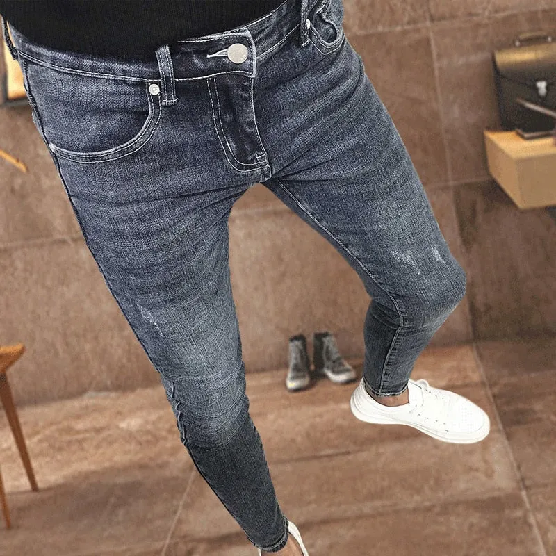 Stretch Skinny Ripped Fashion Men Slim Luxury Jeans