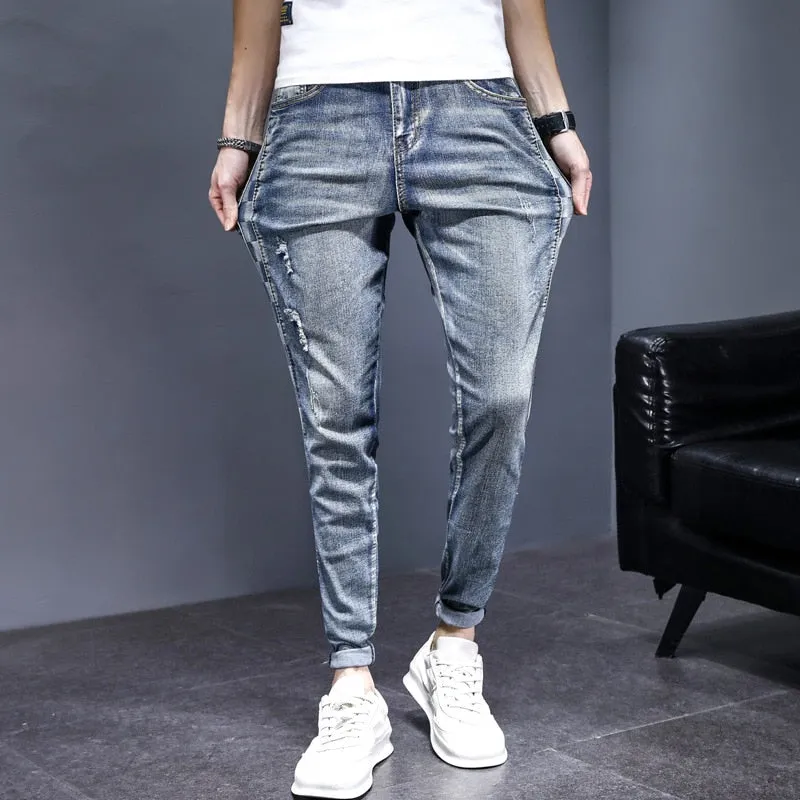 Stretch Skinny Ripped Fashion Men Slim Luxury Jeans