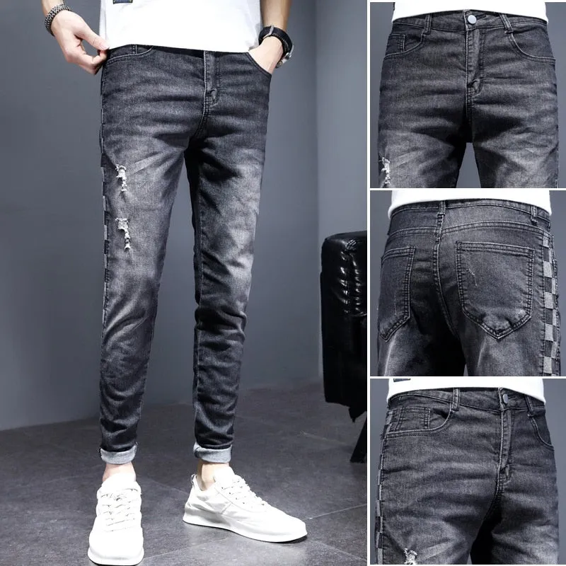 Stretch Skinny Ripped Fashion Men Slim Luxury Jeans