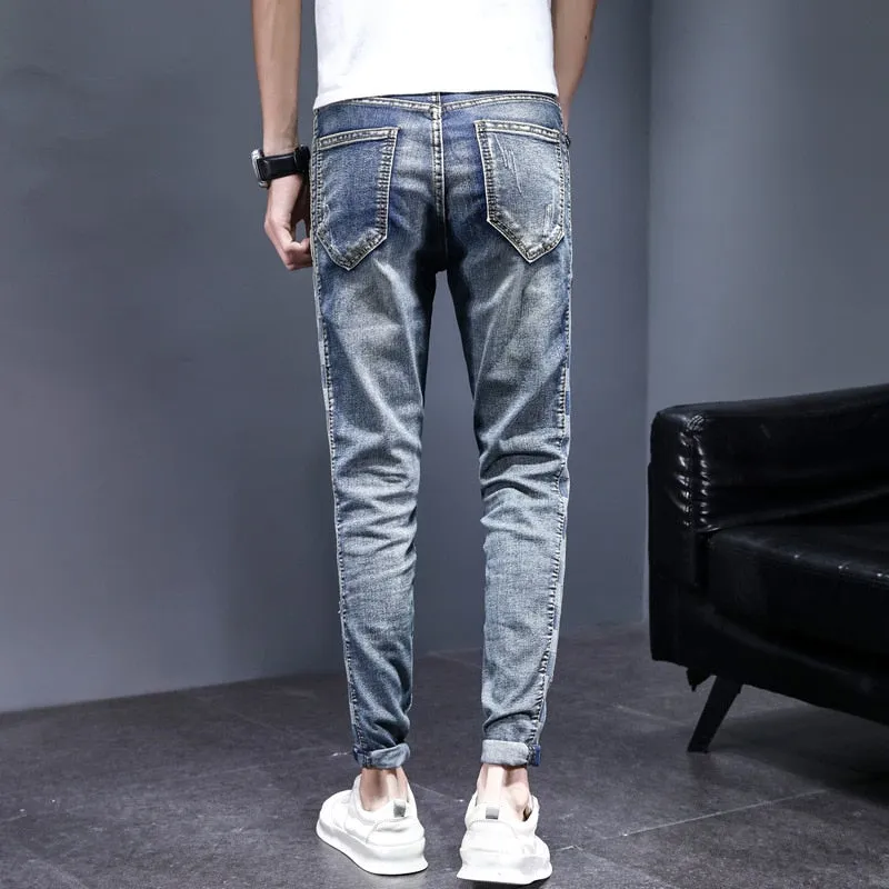 Stretch Skinny Ripped Fashion Men Slim Luxury Jeans
