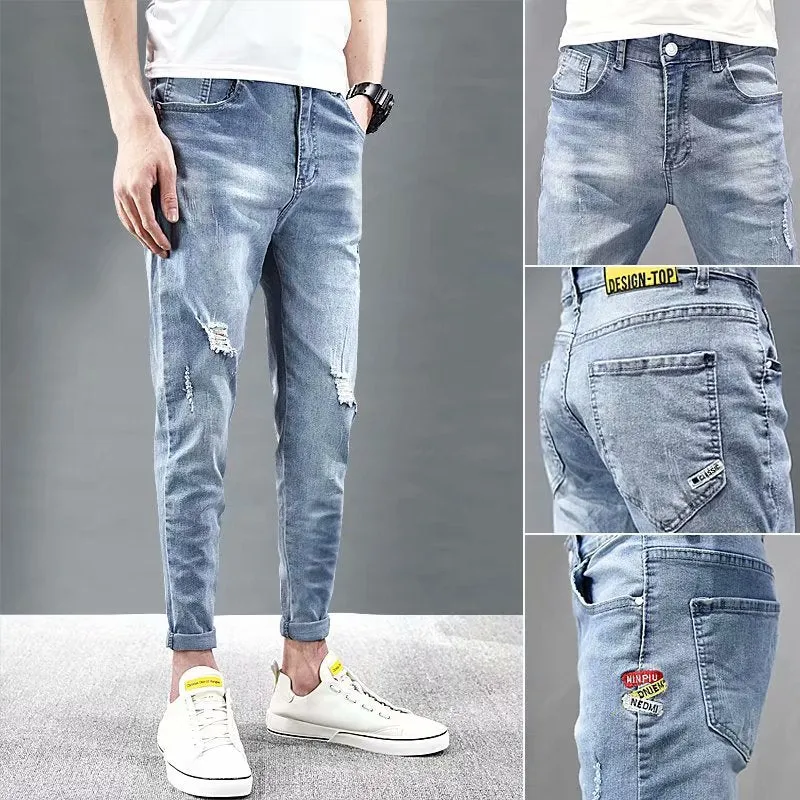 Stretch Skinny Ripped Fashion Men Slim Luxury Jeans