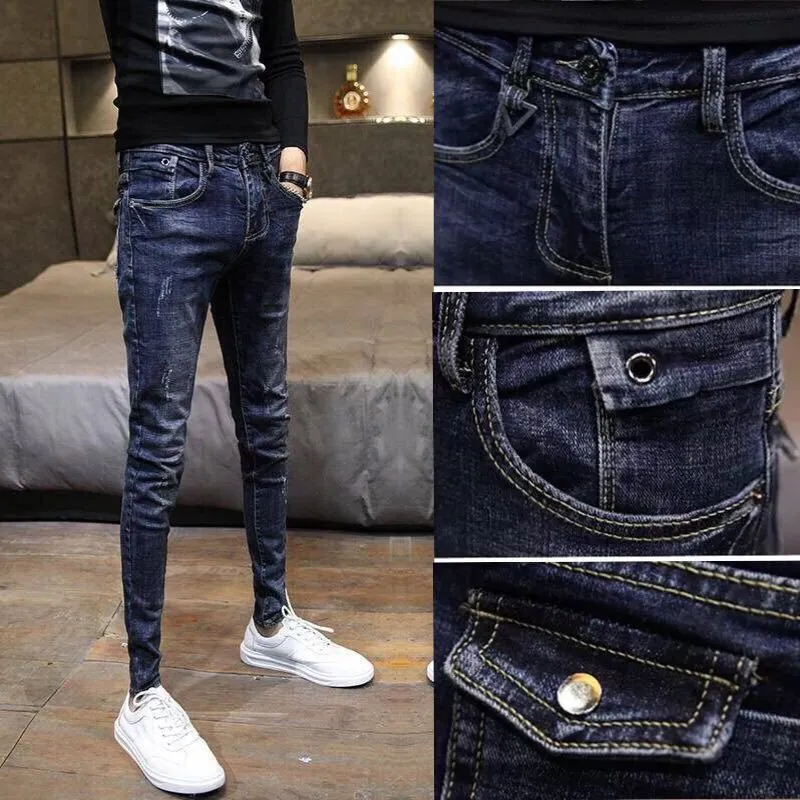 Stretch Skinny Ripped Fashion Men Slim Luxury Jeans