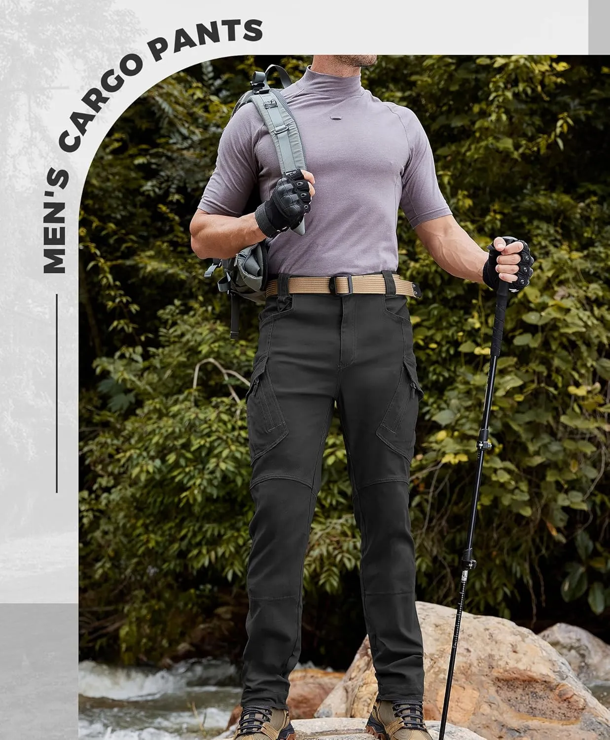 Susclude Men's Outdoor Cargo Work Trousers Military Tactical Pants Ripstop Assault Combat Trousers Hiking Pants Men