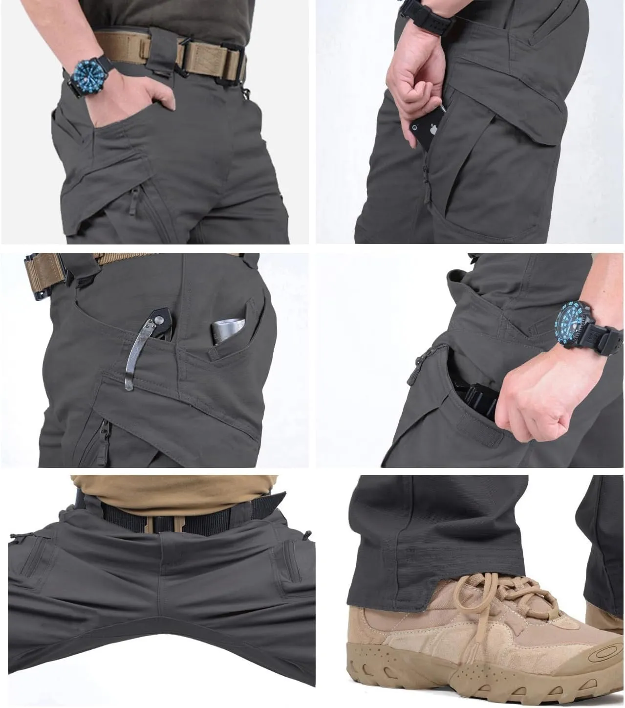 Susclude Men's Outdoor Cargo Work Trousers Military Tactical Pants Ripstop Assault Combat Trousers Hiking Pants Men