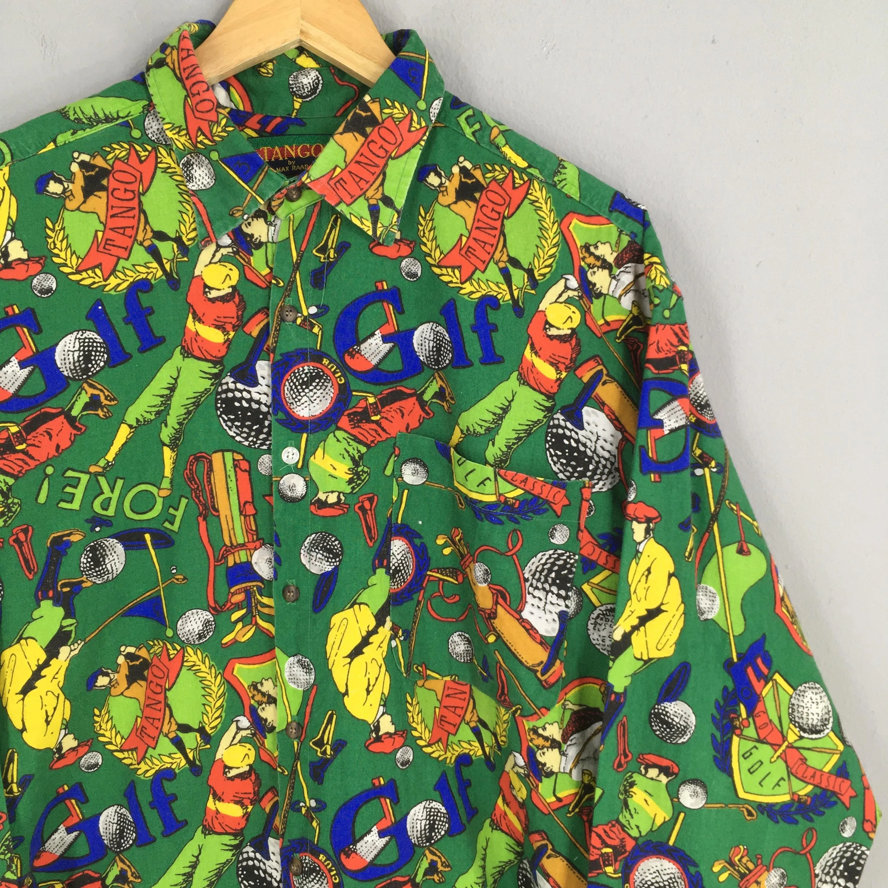 Tango Max Raab Playing Golf Funky Multicolor Shirt Large