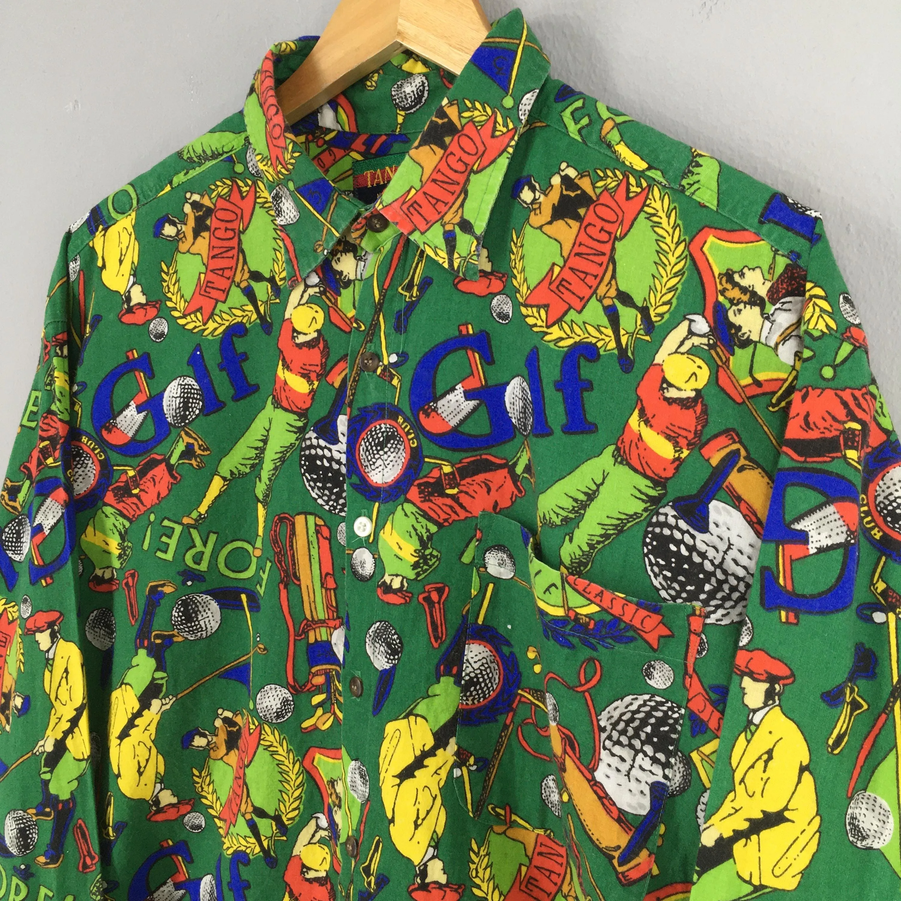 Tango Max Raab Playing Golf Funky Multicolor Shirt Large