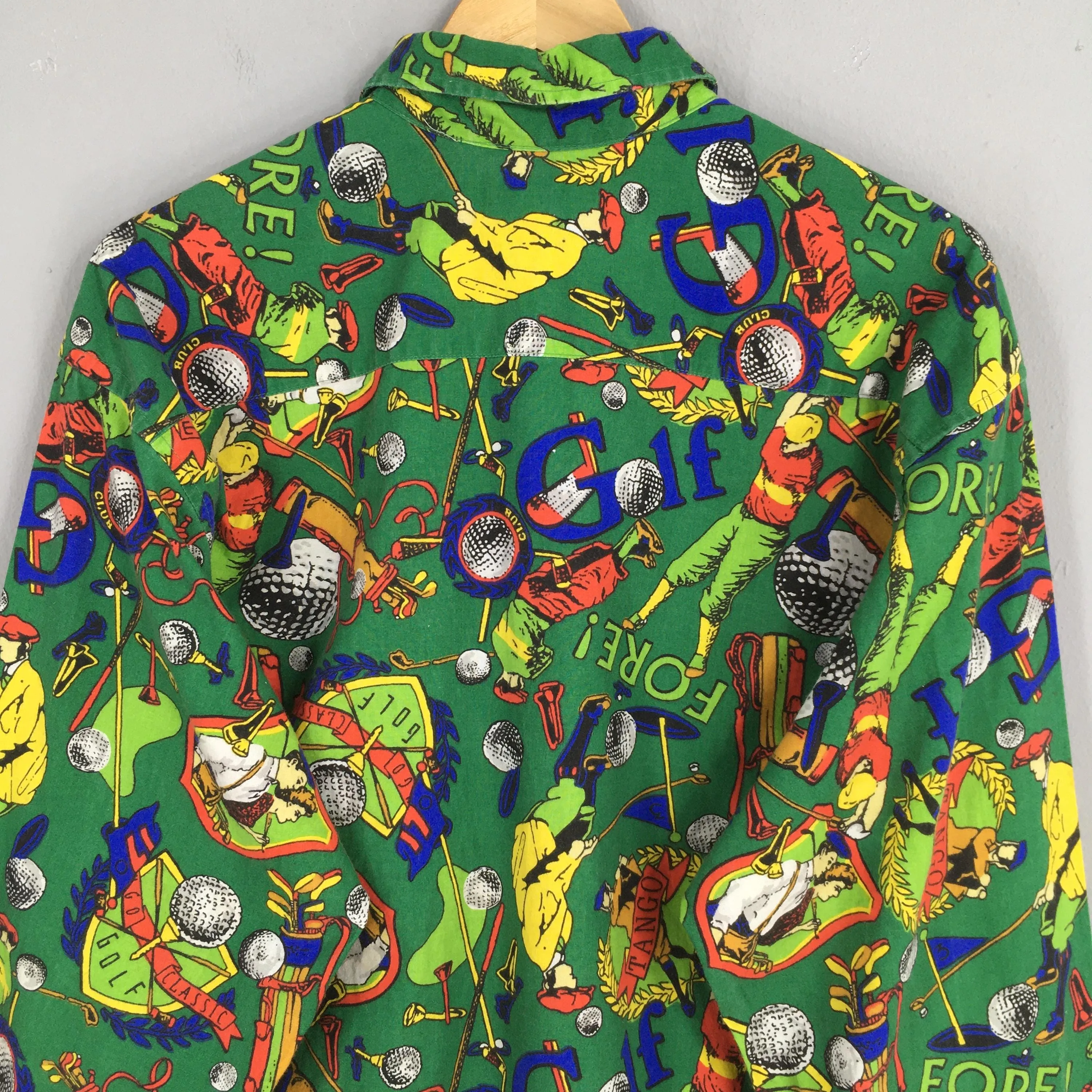 Tango Max Raab Playing Golf Funky Multicolor Shirt Large