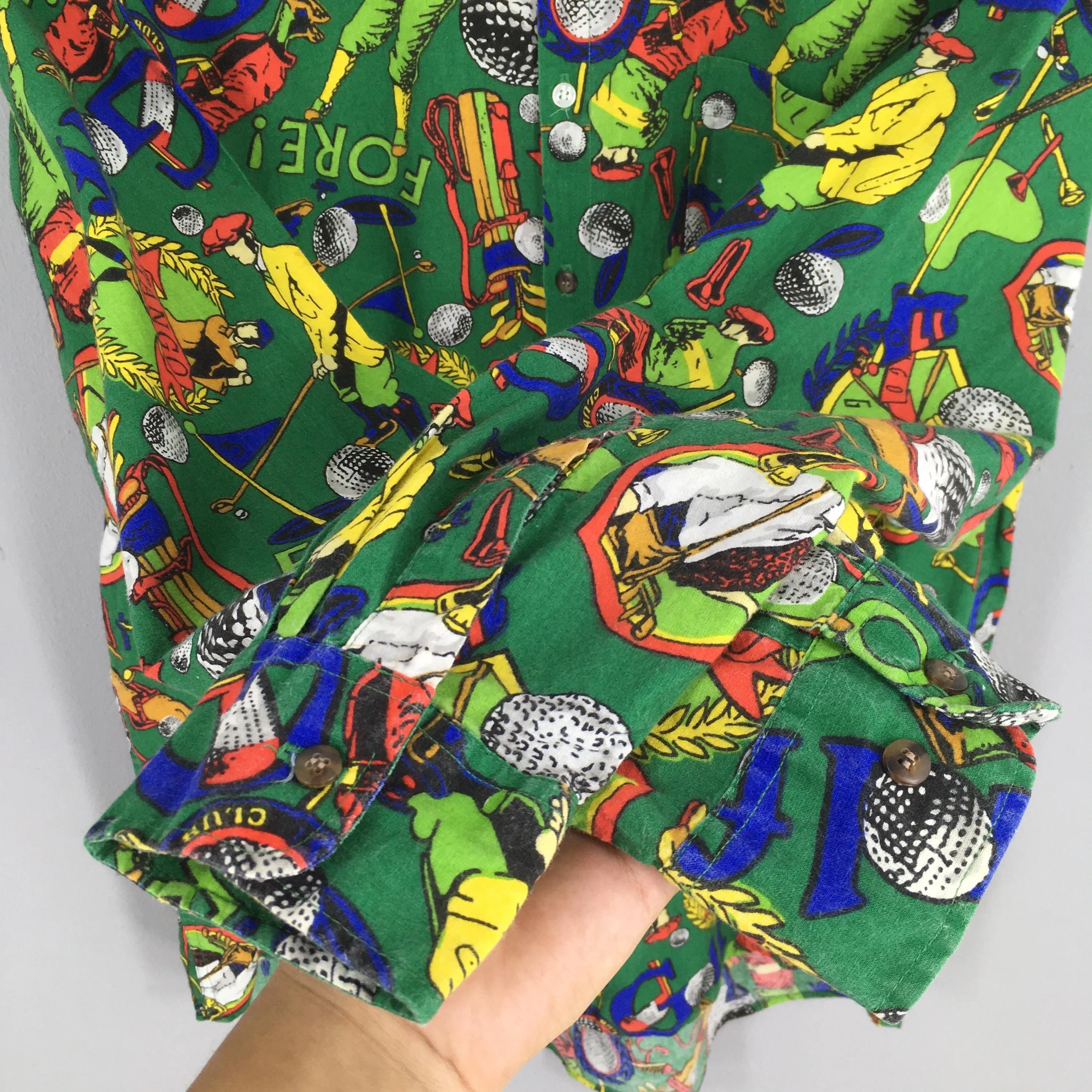 Tango Max Raab Playing Golf Funky Multicolor Shirt Large