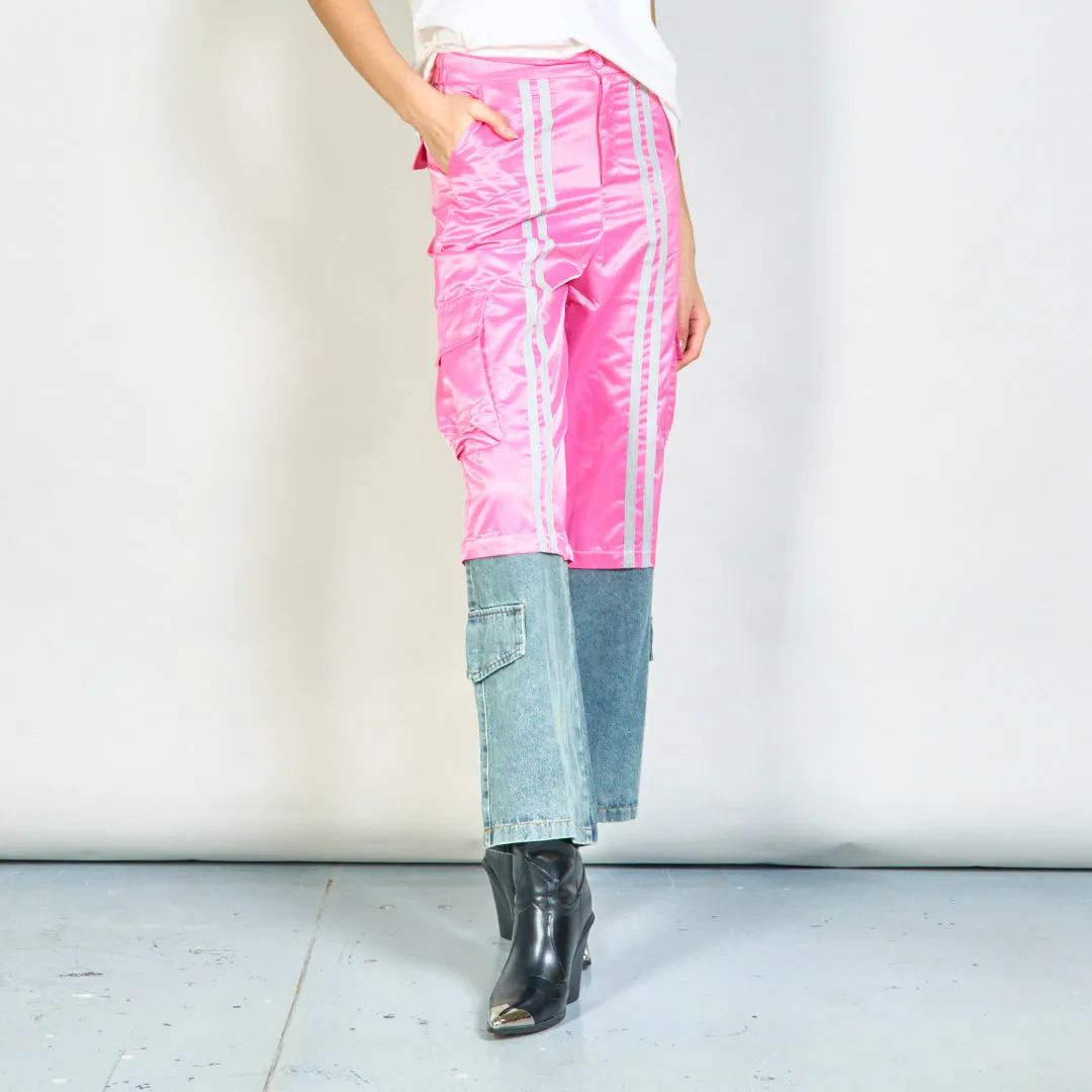 Two-tone cargo pants with sporty stripes wholesale