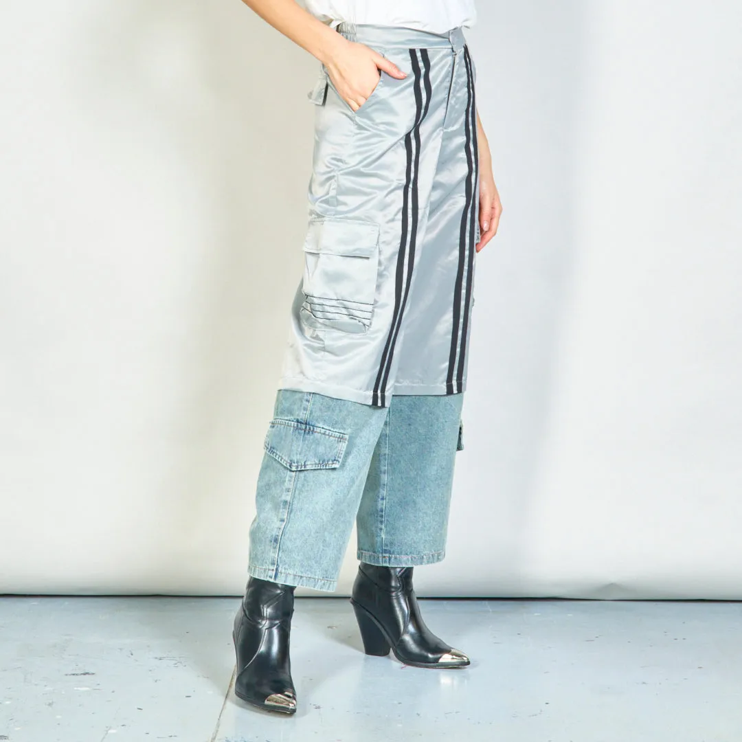 Two-tone cargo pants with sporty stripes wholesale