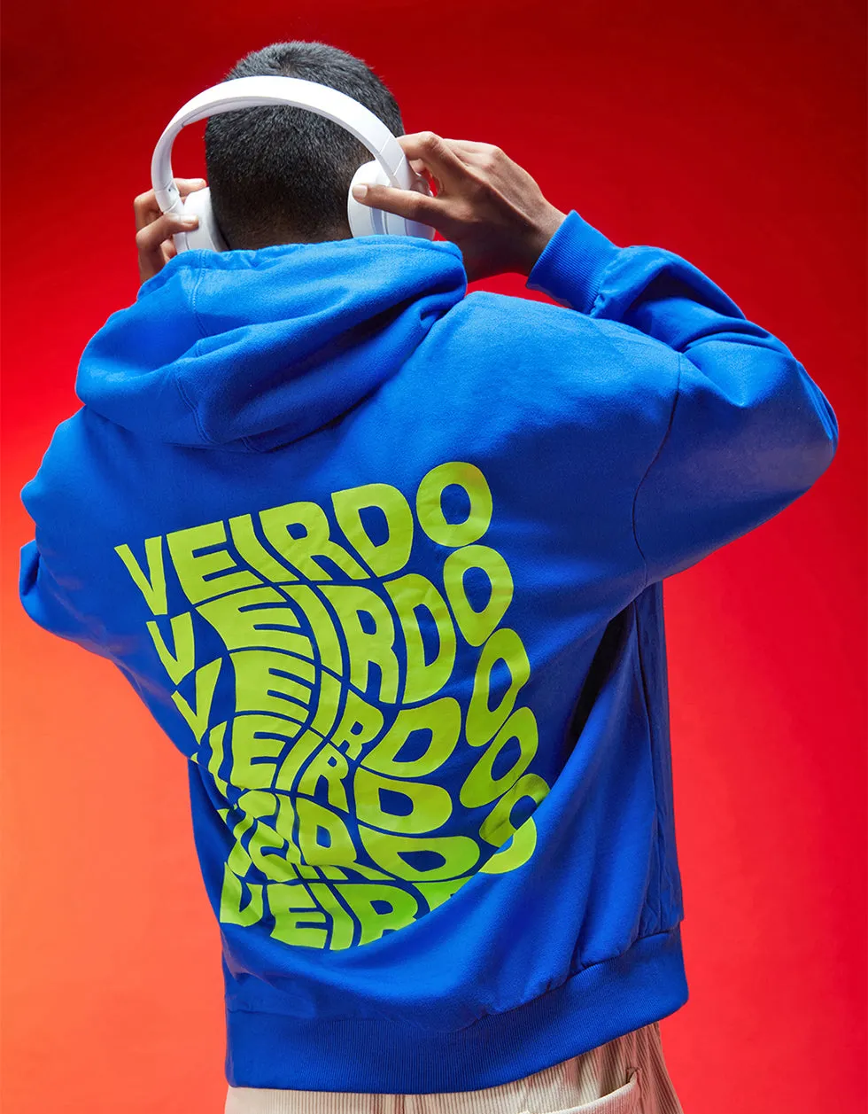 Veirdo in Blue: Men's Hooded Neck Hoodie