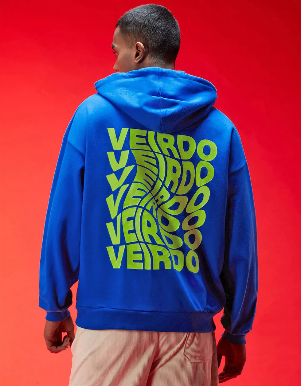 Veirdo in Blue: Men's Hooded Neck Hoodie