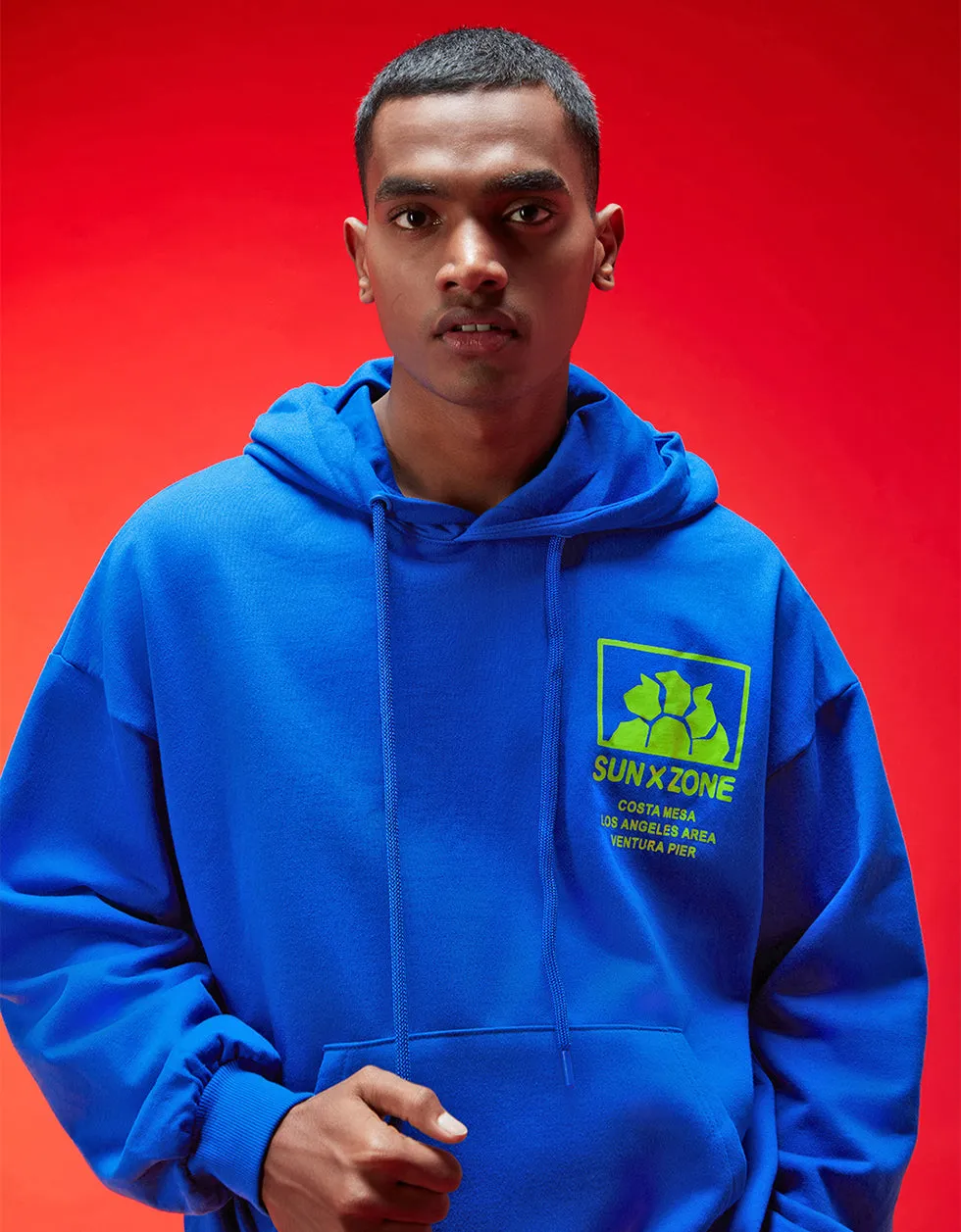 Veirdo in Blue: Men's Hooded Neck Hoodie