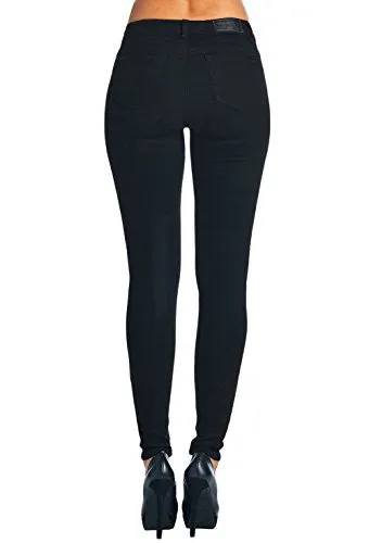 Vialumi Women Juniors Slashed Slit Knee Distressed Ripped Skinny Jeans Black 9