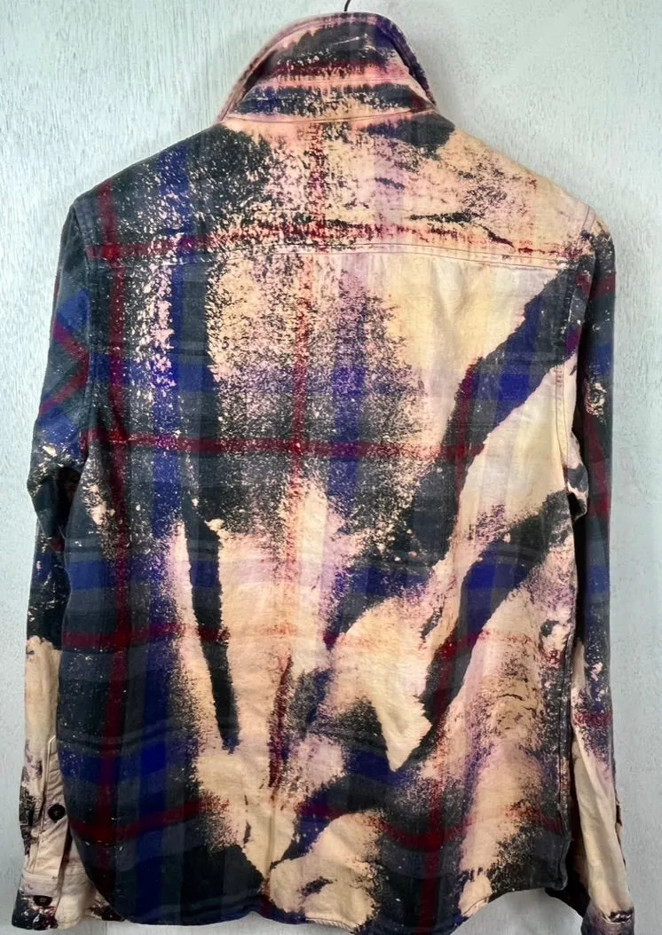 Vintage Navy Blue, Cream, Red and Grey Flannel Size Small