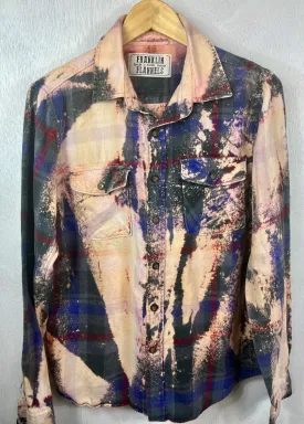 Vintage Navy Blue, Cream, Red and Grey Flannel Size Small