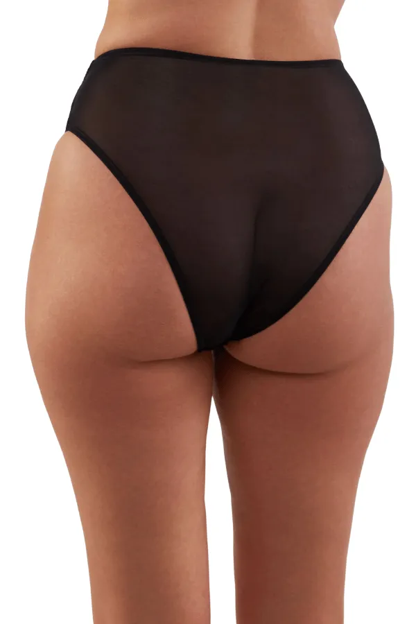 Vivian Embroidery High Waisted Brief - Black