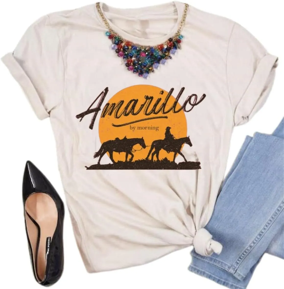 Women Retro Western Country Music Shirts Cowboy Gift Graphic Tees Short Sleeve Music Band Tshirt Tops