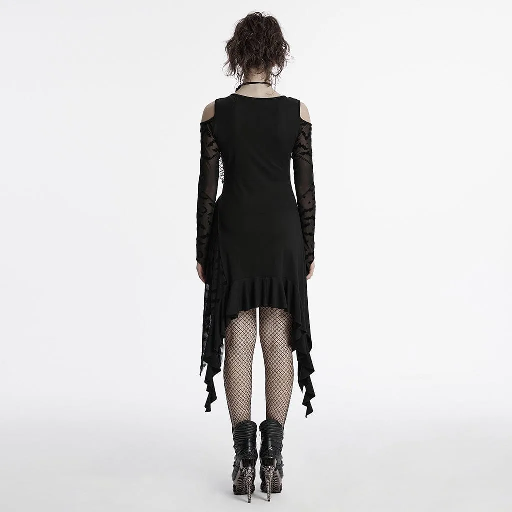 Women's Gothic Irregular Off-the-shoulder Ruffled Witch Dress