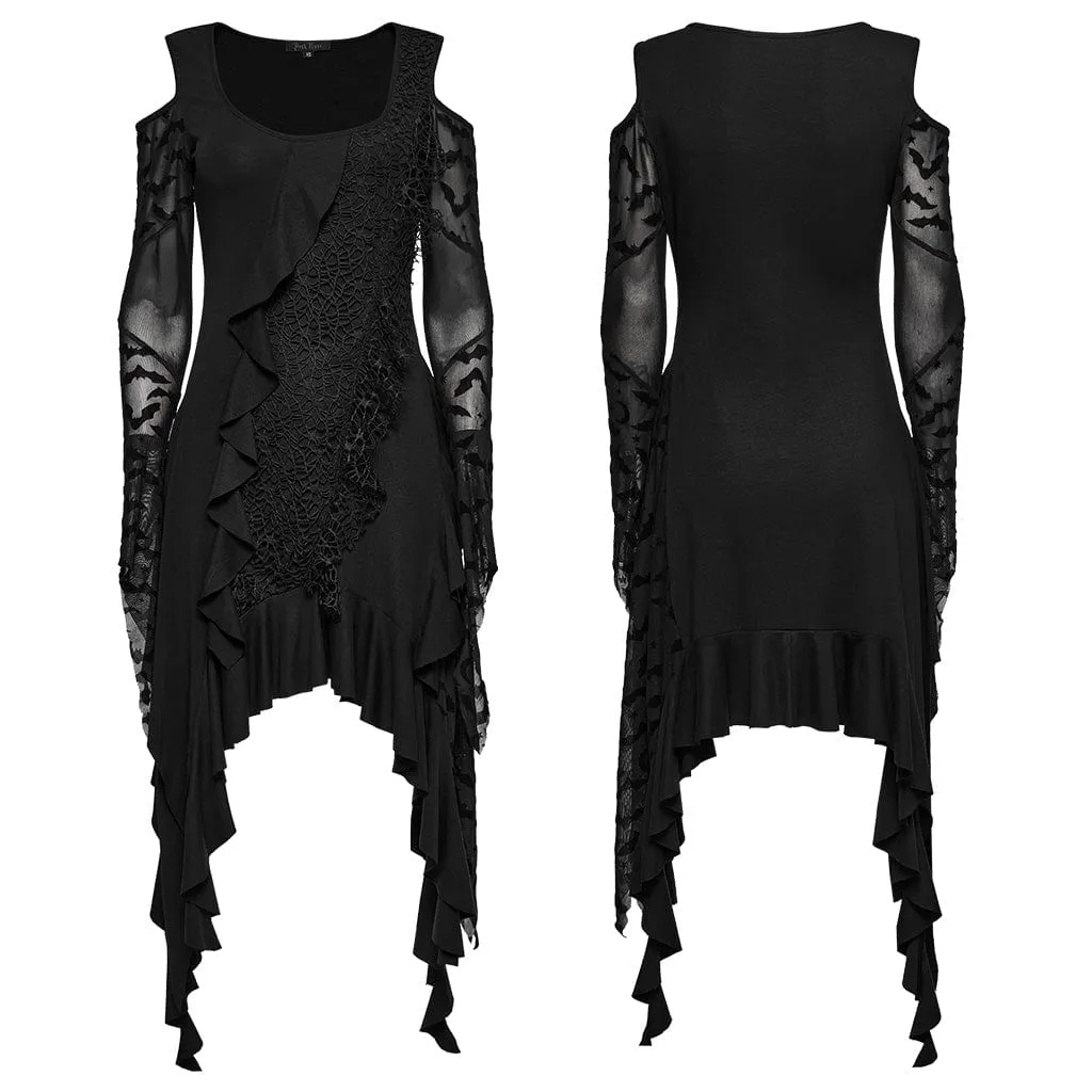 Women's Gothic Irregular Off-the-shoulder Ruffled Witch Dress