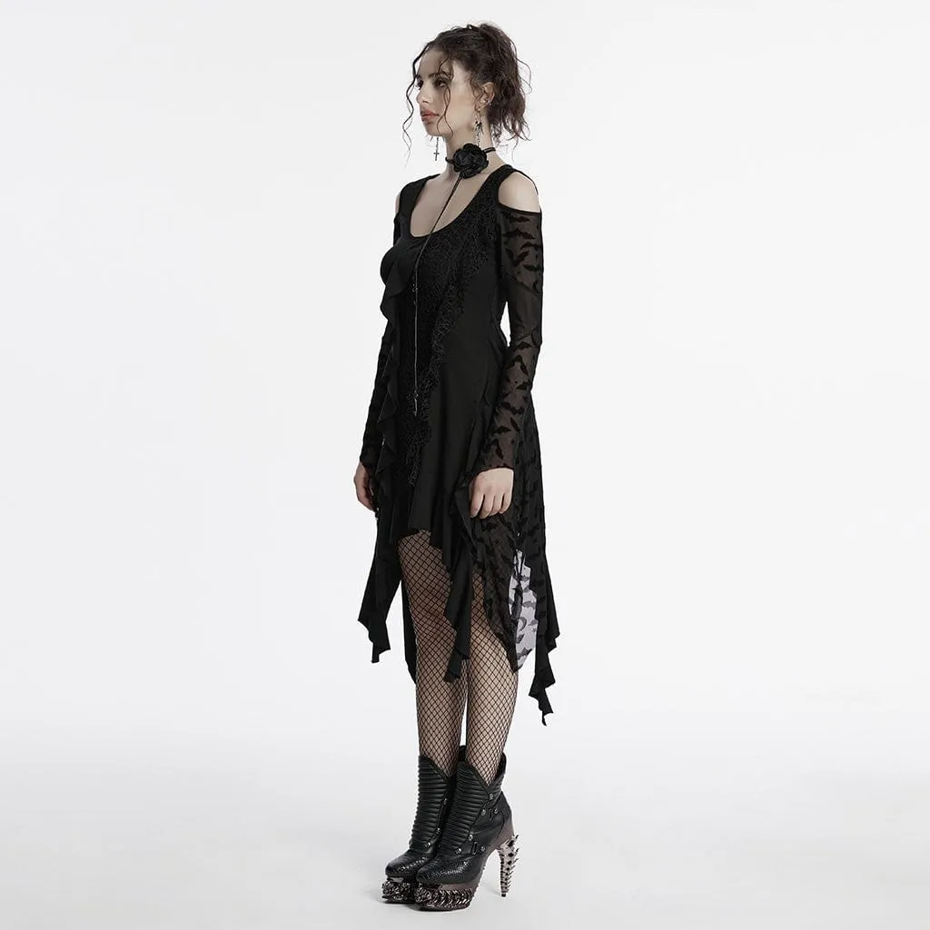 Women's Gothic Irregular Off-the-shoulder Ruffled Witch Dress