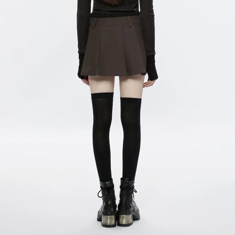 Women's Grunge Big-pocket Plaid Pleated Skirt