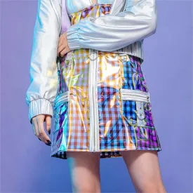 Women's Grunge Contrast  Color Plaid Short Skirt