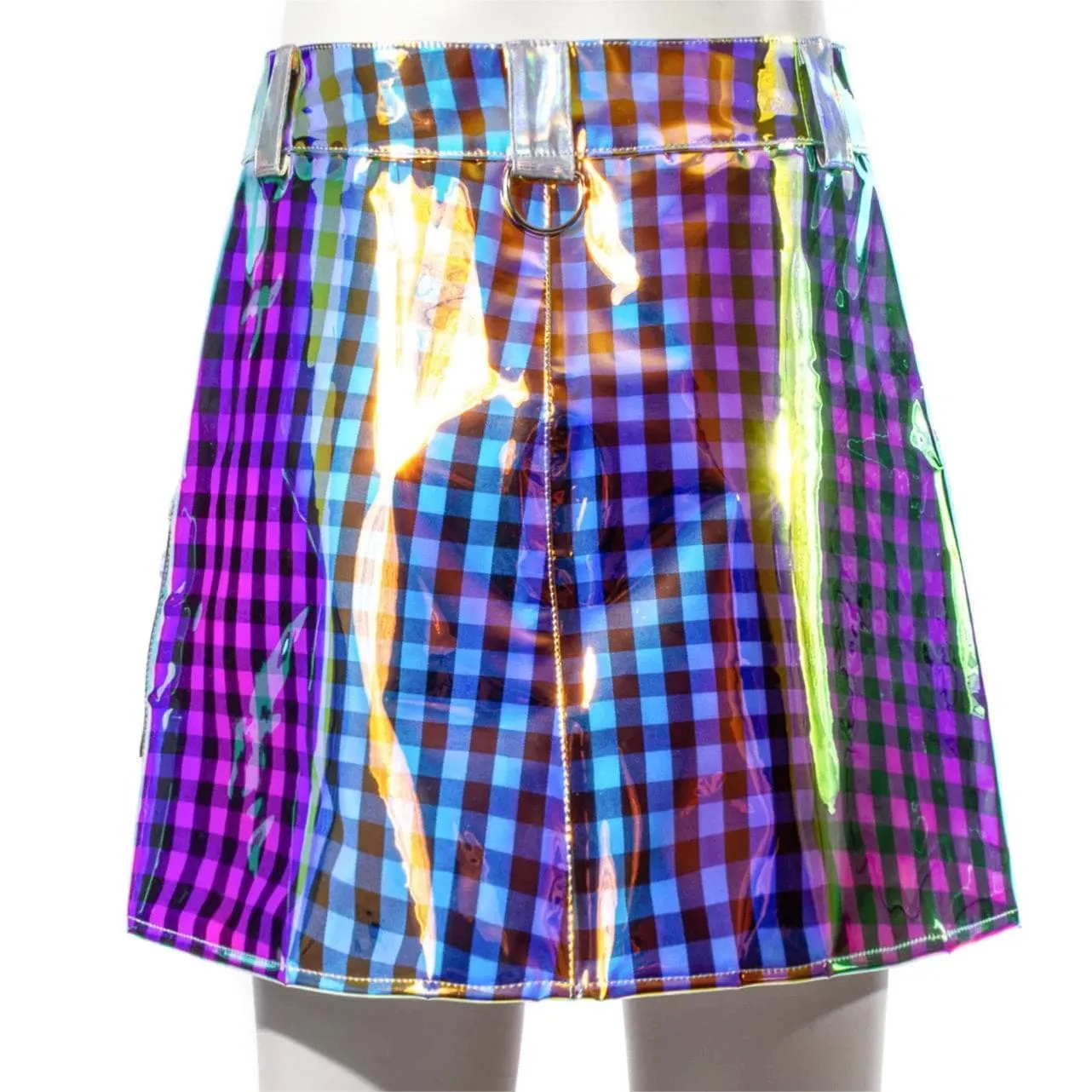 Women's Grunge Contrast  Color Plaid Short Skirt