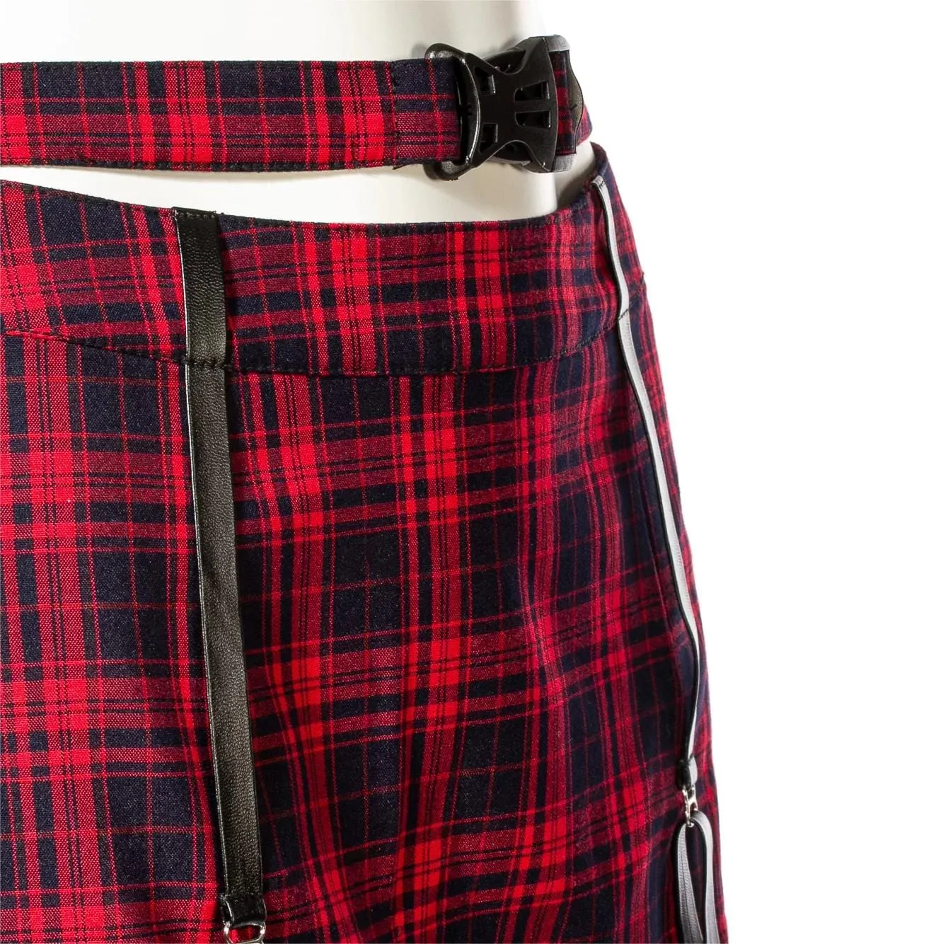 Women's Grunge Cutout Buckle Plaid Skirt