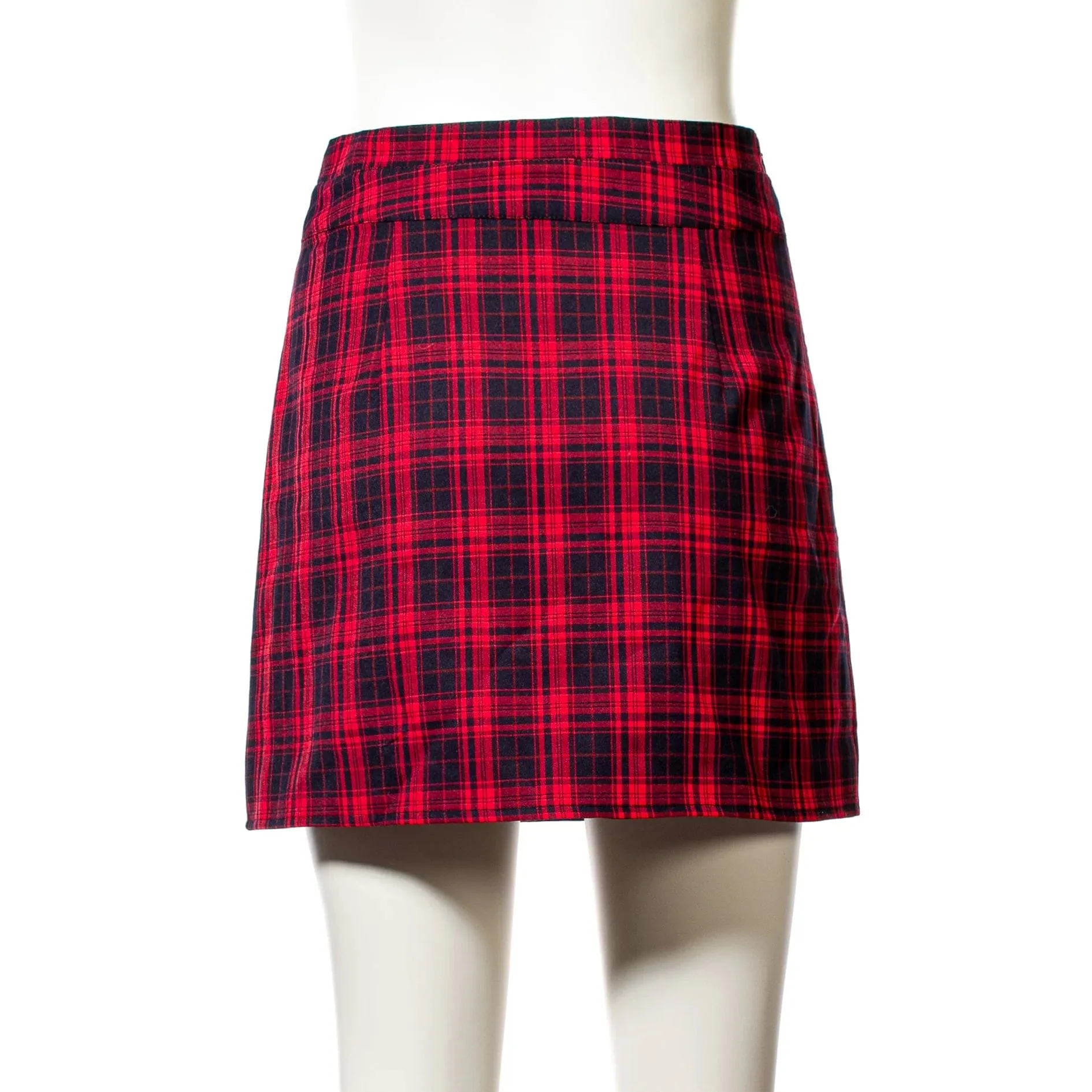Women's Grunge Cutout Buckle Plaid Skirt