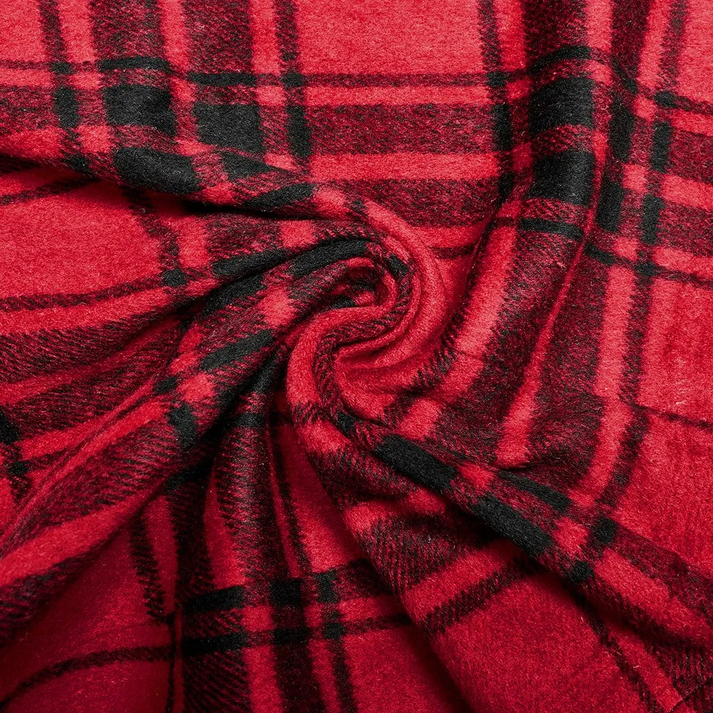 Women's Grunge Faux Leather Splice Plaid Skirt