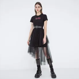 Women's Grunge Irregular Hem Splicing Multilayered Mesh Dresses