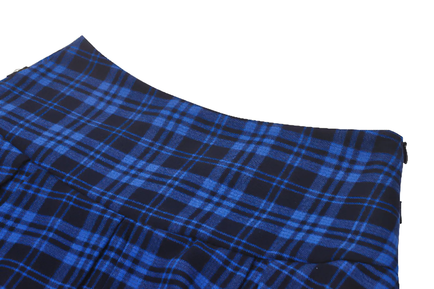 Women's Grunge Plaid Mini Skirt with Lace Trim and Rivets