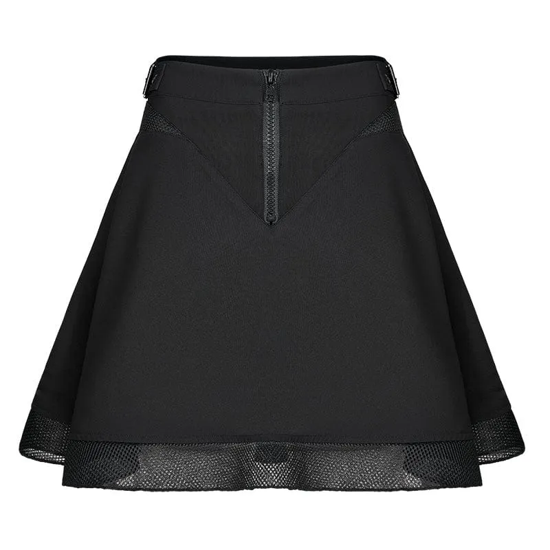 Women's Grunge Plaid Splice Mesh Skirt