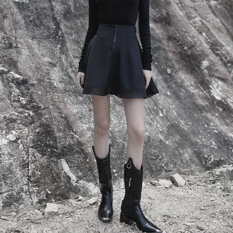 Women's Grunge Plaid Splice Mesh Skirt