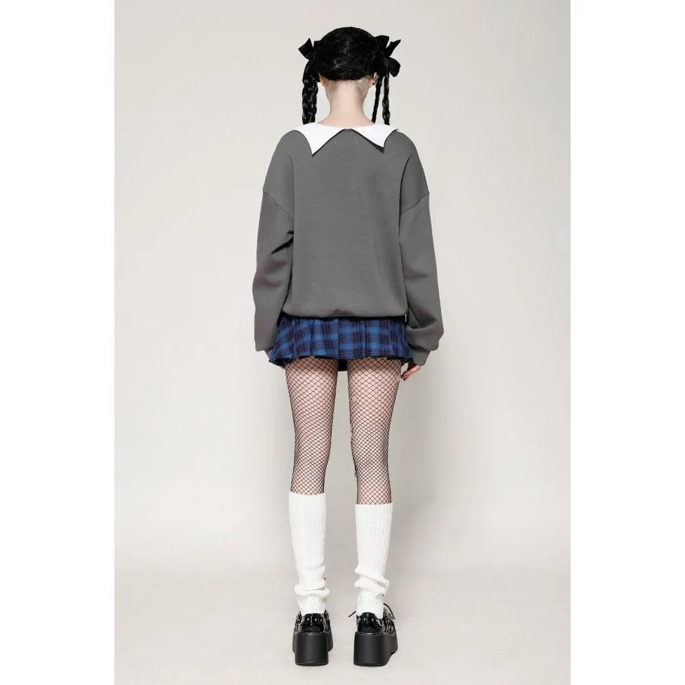 Women's Grunge Stars Plaid Short Skirt Blue