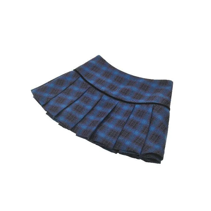 Women's Grunge Stars Plaid Short Skirt Blue
