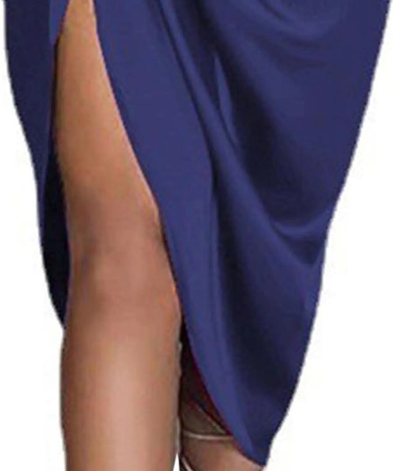 xxxiticat Women's Ruched Midi Dress Sleeveless Spaghetti Straps One Shoulder Asymmetric High Split Slip Party Dress