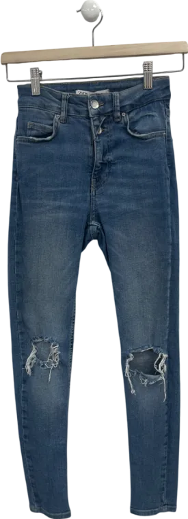ZARA Blue Ripped Skinny Jeans UK 6
