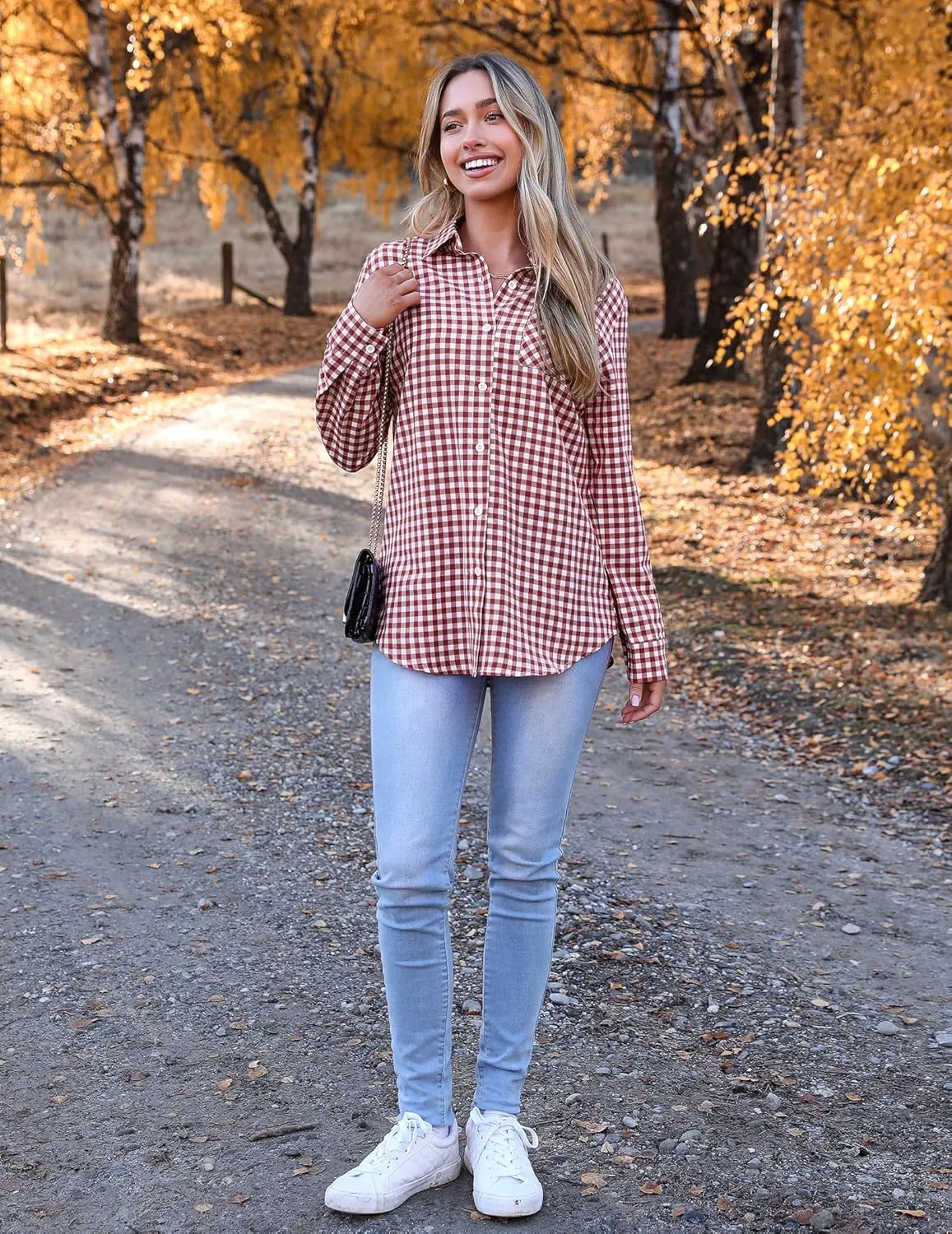 Zeagoo Long Sleeve Plaid Shirt for Women Button Down Shirts Buffalo Shackets Business Casual Blouses