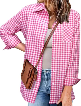 Zeagoo Long Sleeve Plaid Shirt for Women Button Down Shirts Buffalo Shackets Business Casual Blouses
